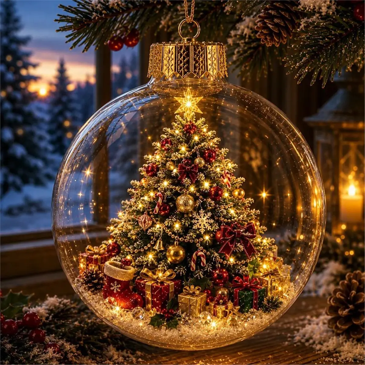 6PCS Glowing Christmas Ornament Balls, 3.15