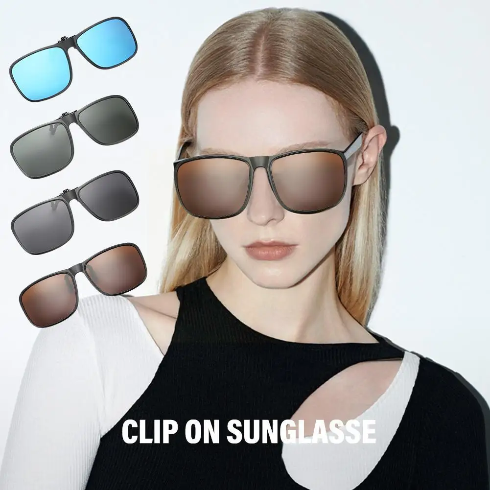 Men Women Polarized Clip on Sunglasses Anti Glare Flip Outdoor Fishing Glasses Photochromic Eyeglasses Sun Portable Driving D6V0