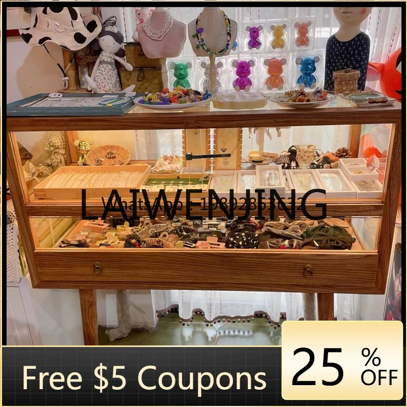 

GZ8 Solid Wood Jewelry Box Glass Cabinet Crafts Jade Ware Showcase Showcase Sample Container Customization