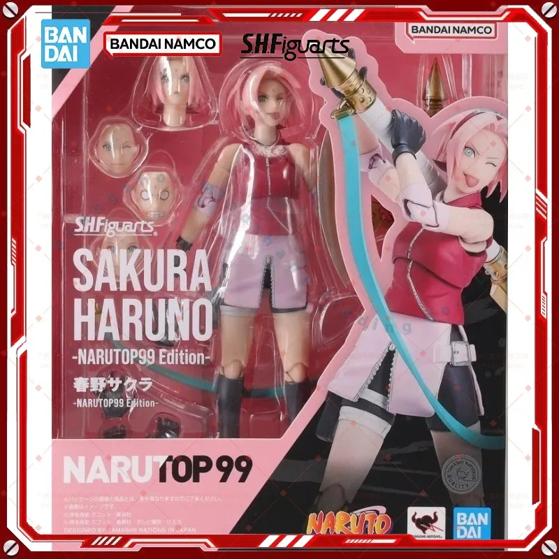 

Original box Bandai SHF NARUTO SAKURA HARUNO NARUTOP99 Edition Figure Finished Model kit Anime full Action Toy Gifts for kids