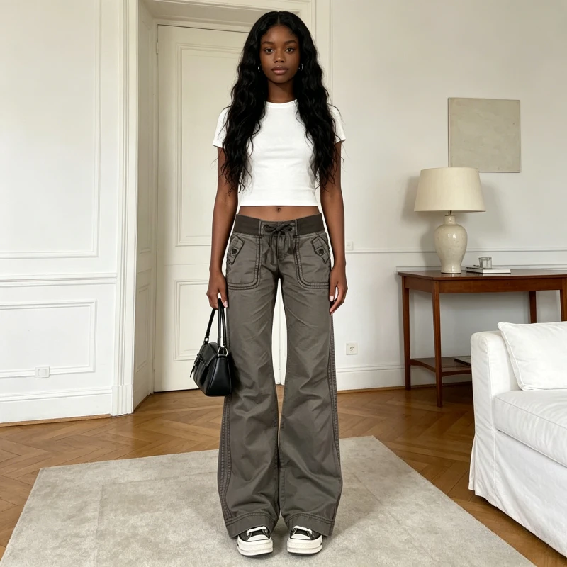 Straight Pants Women Washed Jeans Elastic Waist Lace Up Female Distressed Vintage Trousers Floor Length Streetwear Denims 2026
