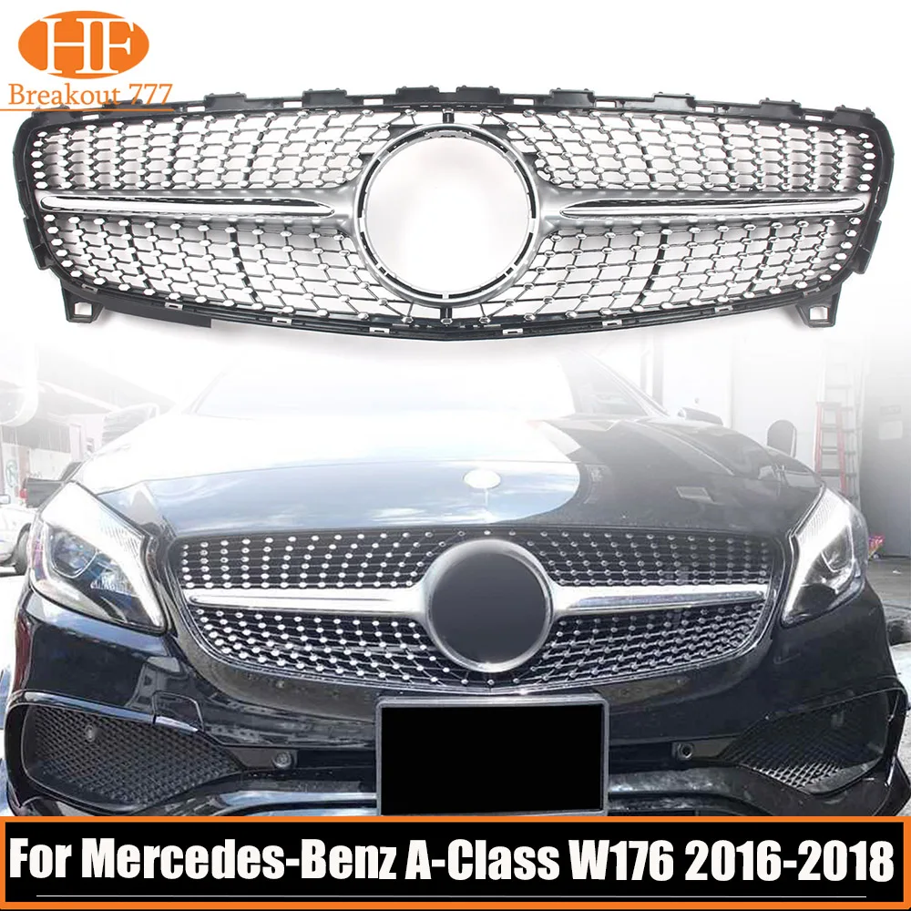 

For Mercedes-Benz A-Class W176 2016 2017 2018 Car Front Bumper Grille Grills Diamond Style High Quality ABS