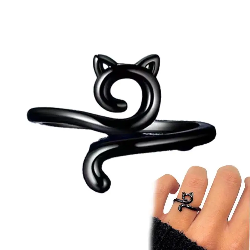 Adjustable Crochet Ring Geometric Open Cat Ears Yarn Ring Zinc Alloy Crochet Craft Tool For Mother's Day New Year Birthday And