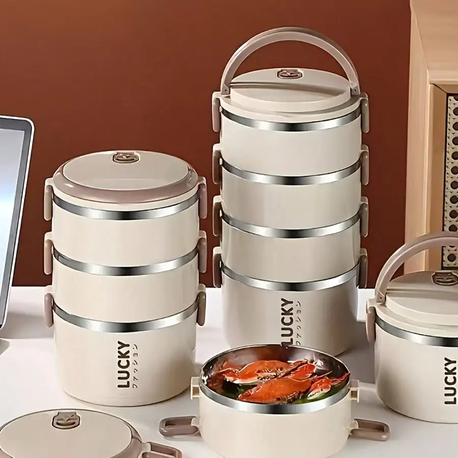 Large-Capacity Stainless Steel Lunch Box: Multi-Layer Portable Square Design for Home/School/Office