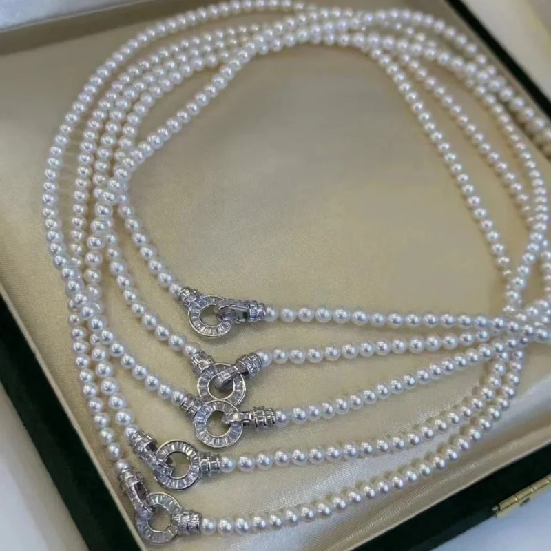 

SGARIT Natural Freshwater Pearl Necklace for Women 925 Sterling Silver Chain Elegant White Pearl Strand Jewelry Gift