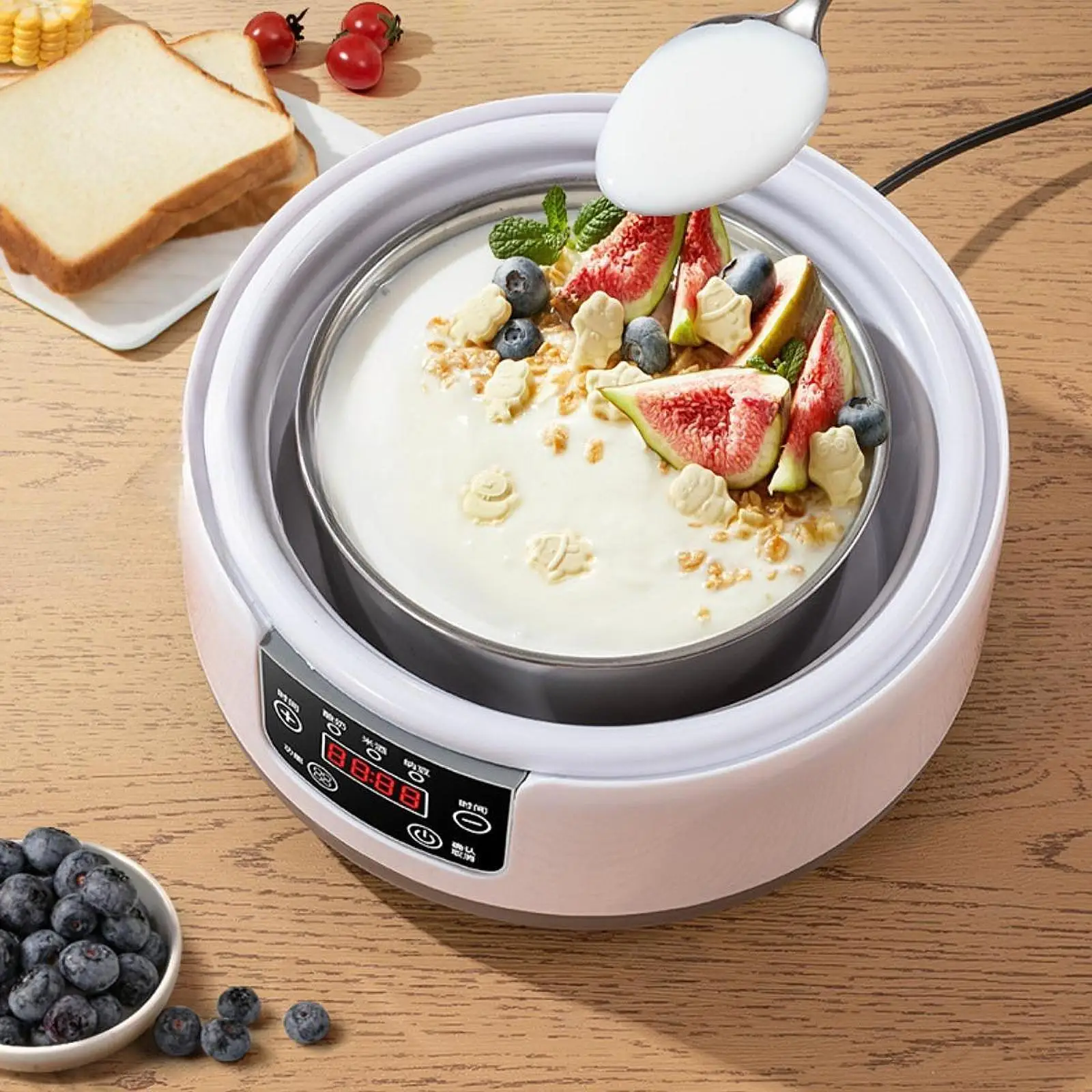 1.2L automata Joghurt készítő gépi Állandó Hőfok kontroly Alacsony Nesz natto készítő DIY Joghurt Munkaeszköz 304 Rozsdaálló Acél Alátét