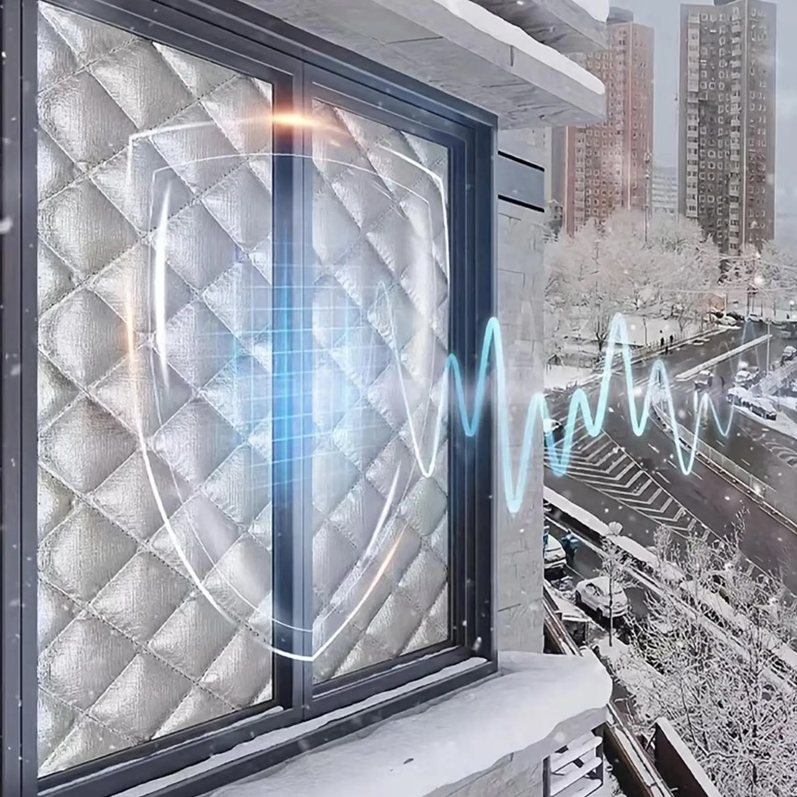 Winter Window Windproof Warm Film 3 Layer Flexible No-Drill Blackout Shades Thermal Insulated Window Cover For Room Bedroom