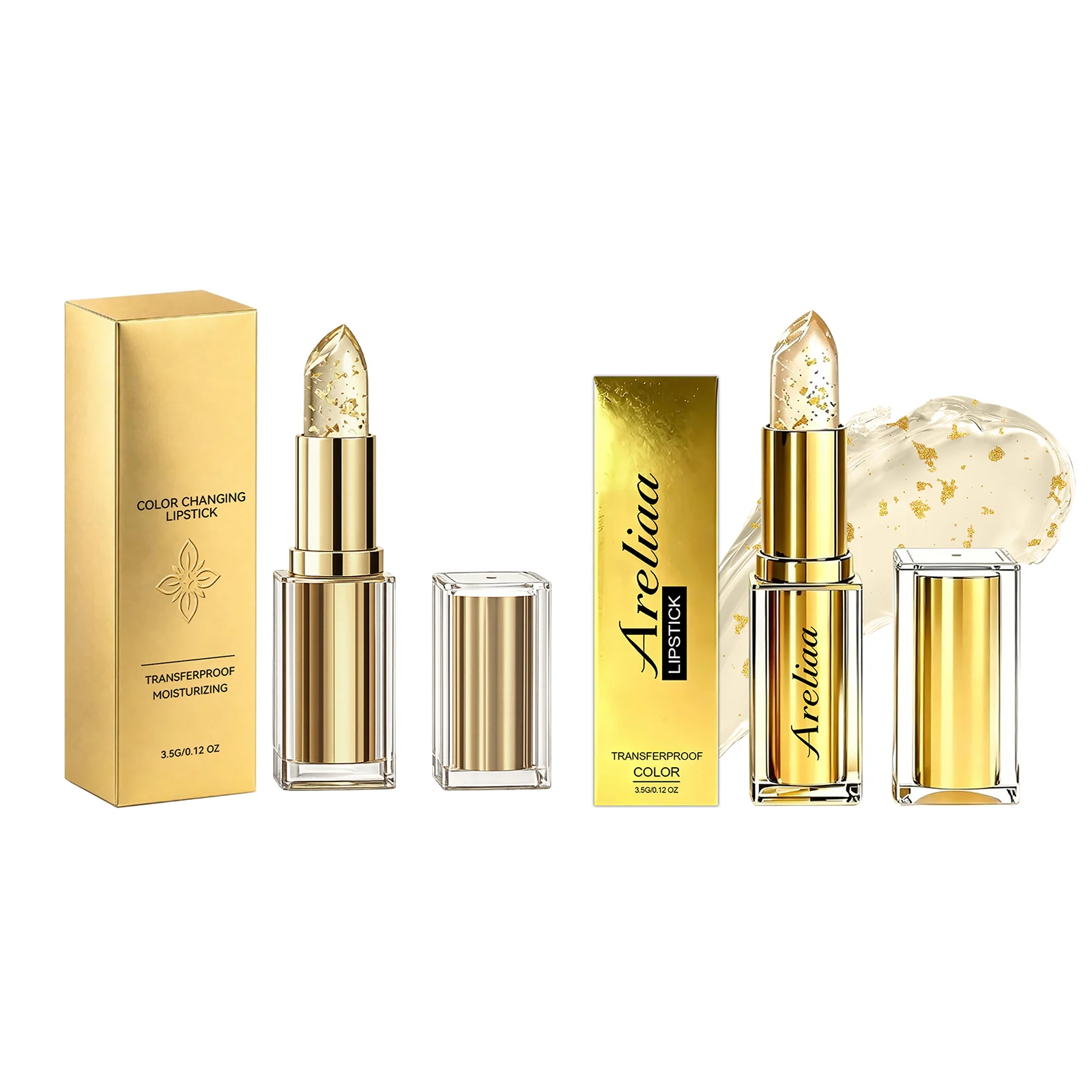 Gold Foil Color Changing Lip Balm Moisturizing Shine Enhance Lip Tone Non Sticky Lip Care Waterproof Deep Moisturizing Lip Balm