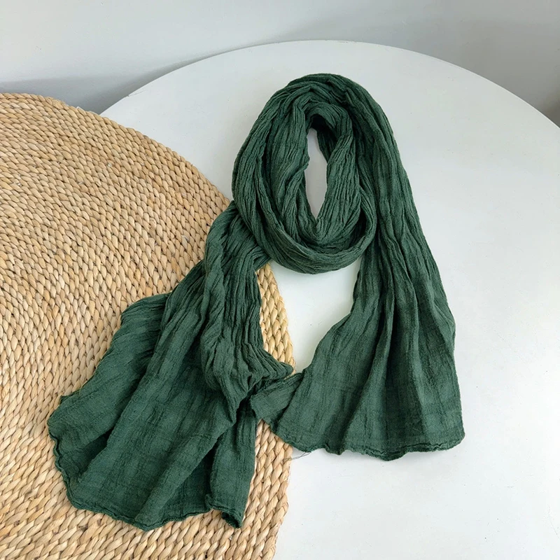 وشاح نسائي من القطن والكتان برقبة قابل للتنفس للحماية من الشمس إكسسوار دافئ لعطلة الصيف والخريف الفاخرة #2