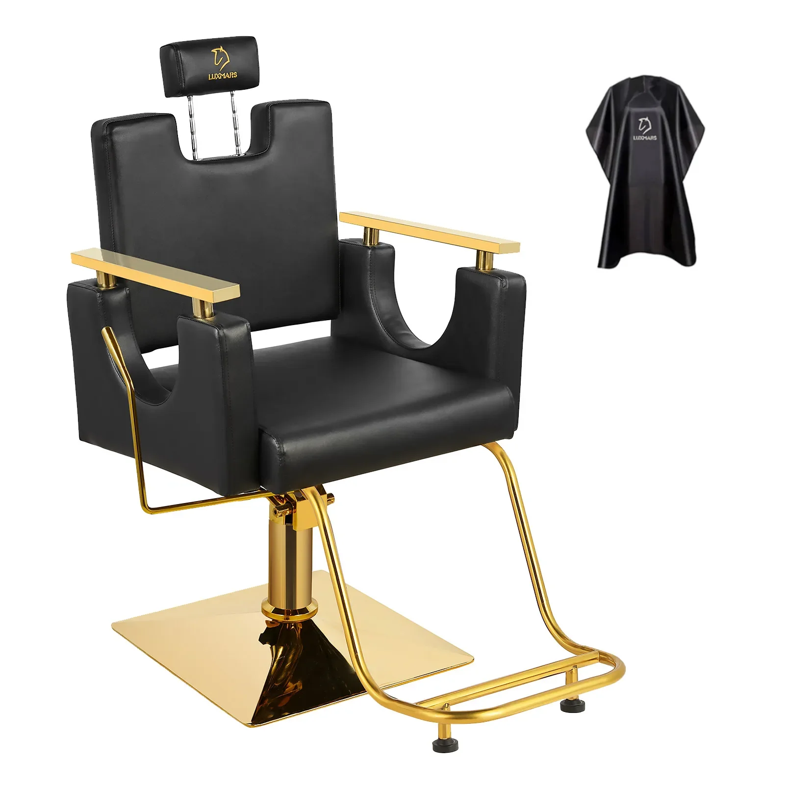 2026 Professional Reclining Salon Chair with Removable Headrest Adjustable Height 360 Degrees Swivel for Hair Salon Barber Equip