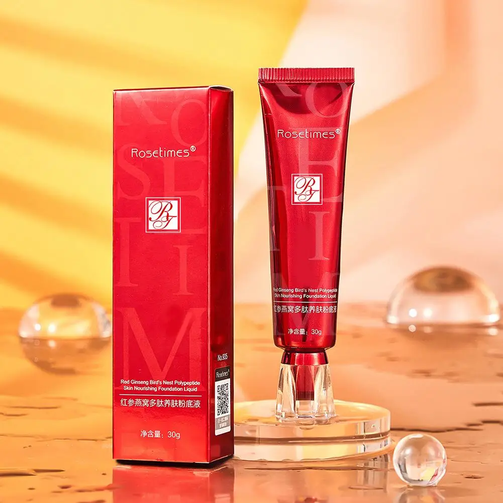 Red Ginseng Bird's Nest Polypeptide Skin-Nourishing 50g Long-Lasting Cream Waterproof BB Concealer Foundation K0G4