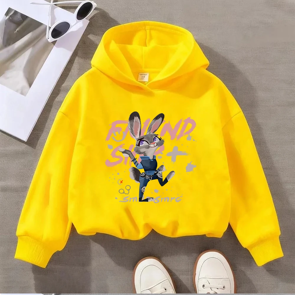 سويت شيرت نسائي بقلنسوة مطبوع عليه ضابط شرطة أرنب كارتوني من ديزني كاجوال بأكمام طويلة للمراهقين