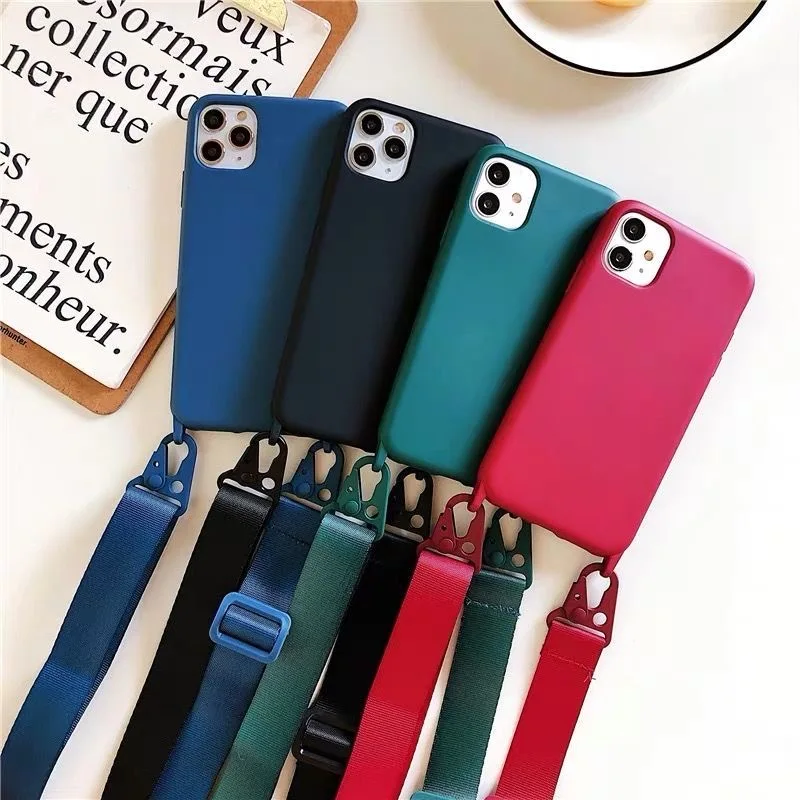 2023 Silicone Lanyard Phone Case For iPhone 12 13 Mini 14 15 Pro Max X XR XS Cover With Neck Strap Crossbody Necklace Cord