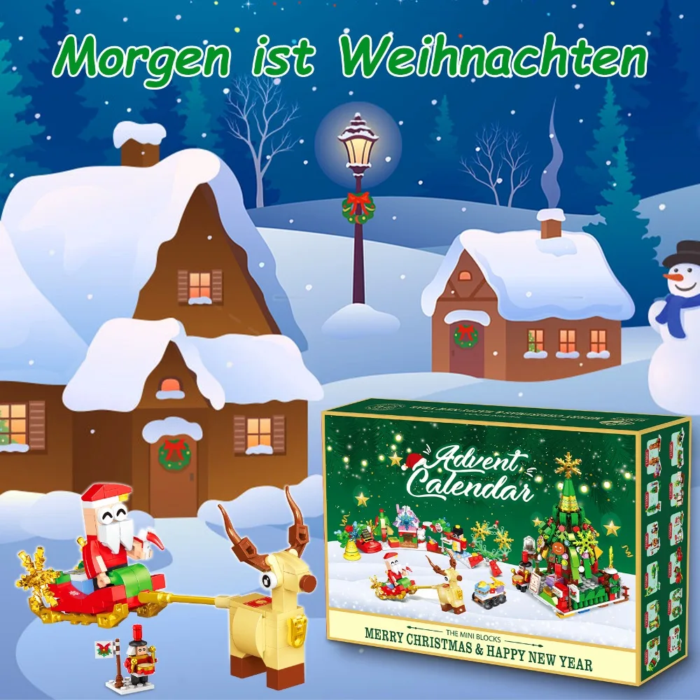 NEW Christmas Block Blind Box 24PCS DIY Christmas Block Mystery Box 24 Day Countdown Calendar Blind Box Christmas Childrens Gift