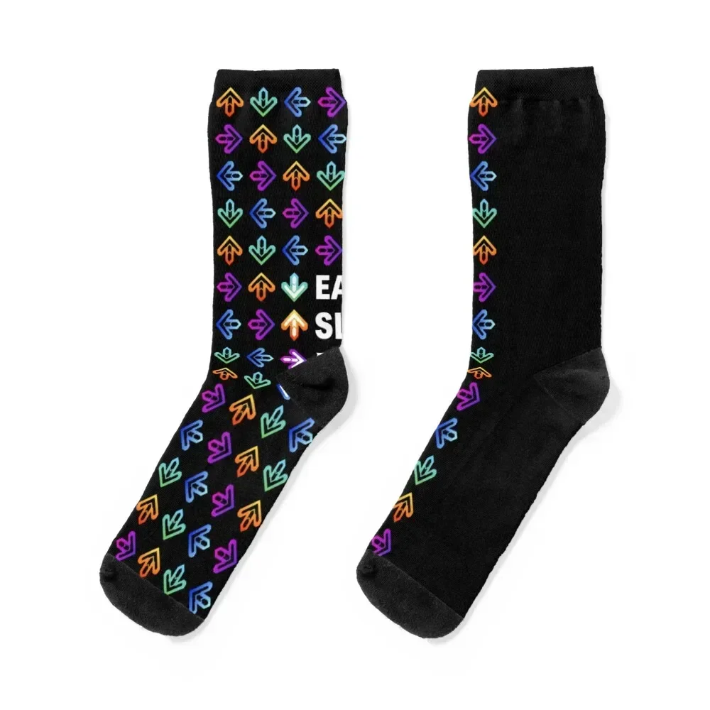 Eat. Sleep. DDR. Repeat. - White Socks japanese fashion christmas gift Argentina happy Woman Socks Men's