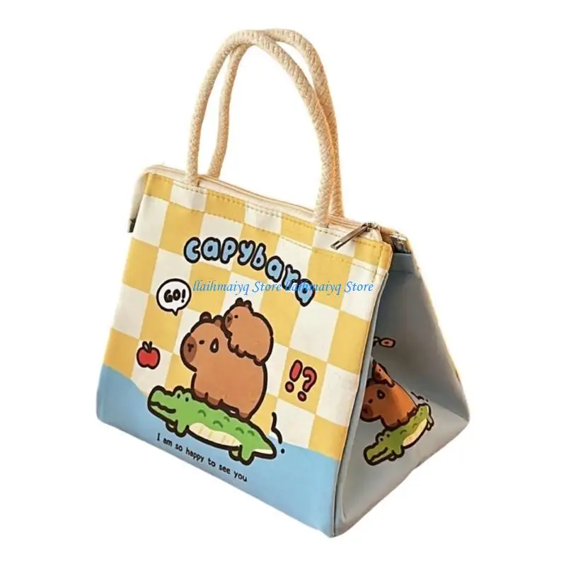 573B Portable Coolers Bag Lovely Lunch Box Cartoon Capybara Lunch Case Lunch Bag