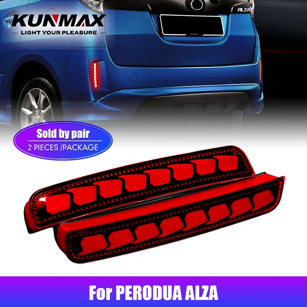 

2 шт. светодиодные задние бамперные отражатели для Perodua Alza, светодиодные задние ходовые огни «Драконья чешуя», стоп-сигналы, аксессуары, красный, черный, белый
