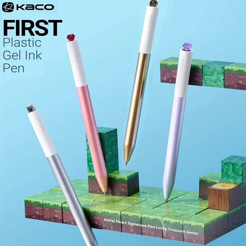 

KACO Вращающаяся гелевая ручка с низким центром тяжести, быстросохнущая черная шариковая ручка, канцелярские принадлежности для студентов, двойной наконечник ручки с бусинами