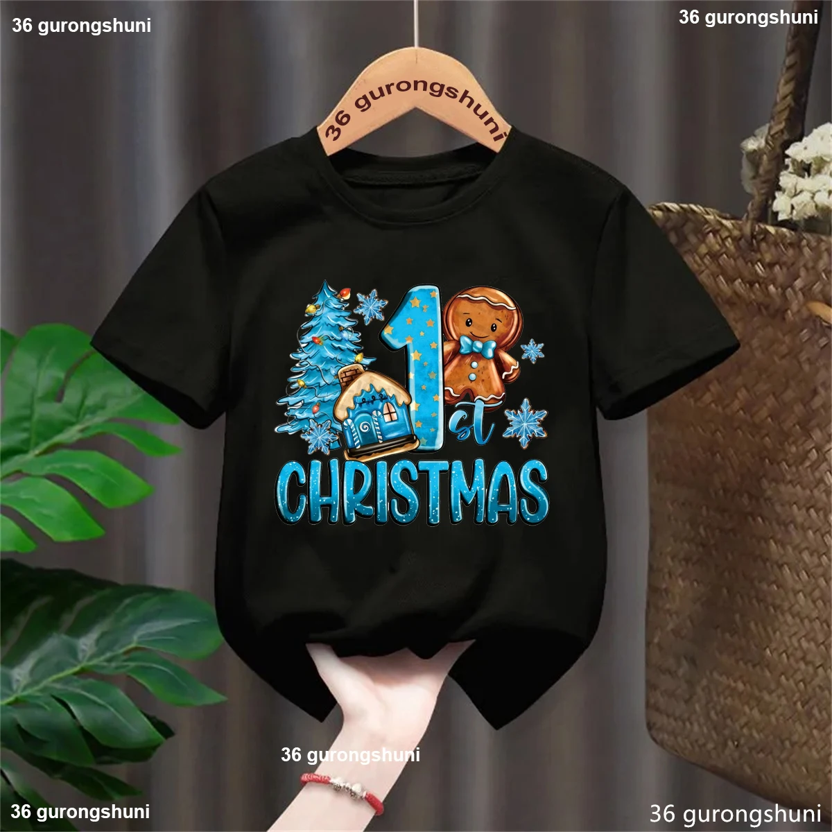 

2024 Hot Sale Funny T Shirt Girls/Boys 1st Christmas Gift Tshirt Kawaii Kids Clothes Cool Trees T-Shirt Harajuku Shirt