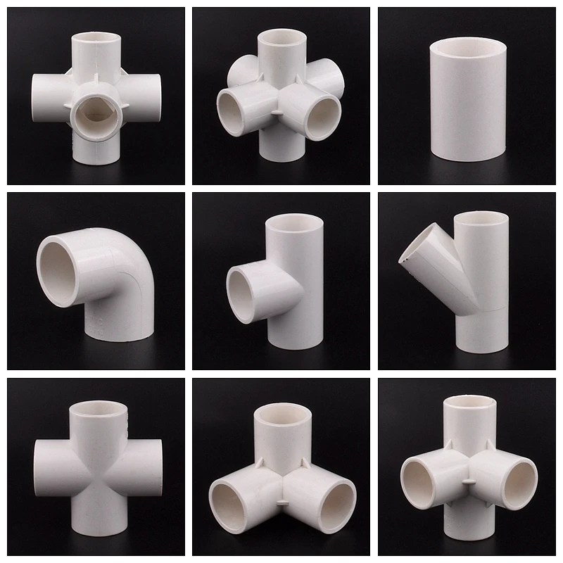 1Pc White 20/25/32/40/50mm PVC Connector Fittings Aquarium Direct Elbow Tee Cross Connector 4-Way 5-Way 6-Way Water Pipe Adapter