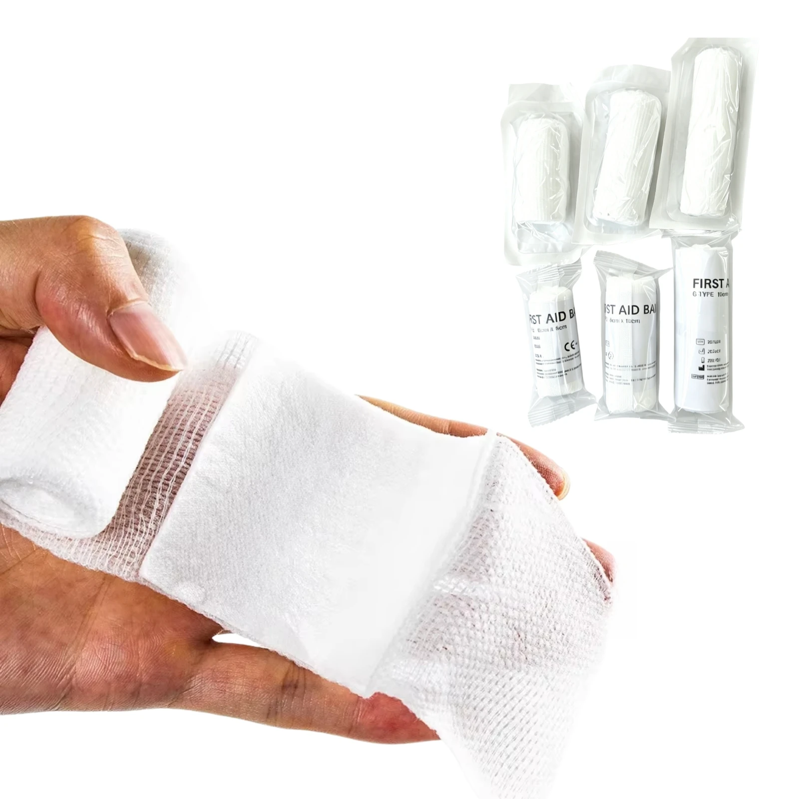 6Pcs Sterile Hemostatic Bandage PBT Elastic Roll Absorbent Wound Care First Aid Travel Kit Disposable Trauma Safe Pack