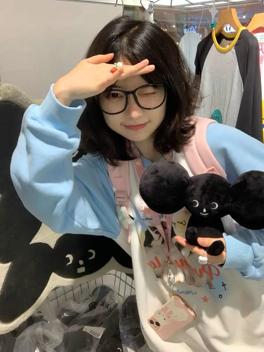 American Cute Puppy Cartoon Splicing Color Blocking Hoodie Women\'s New Autumn and Winter Long Sleeved Soft Girl Loose Top