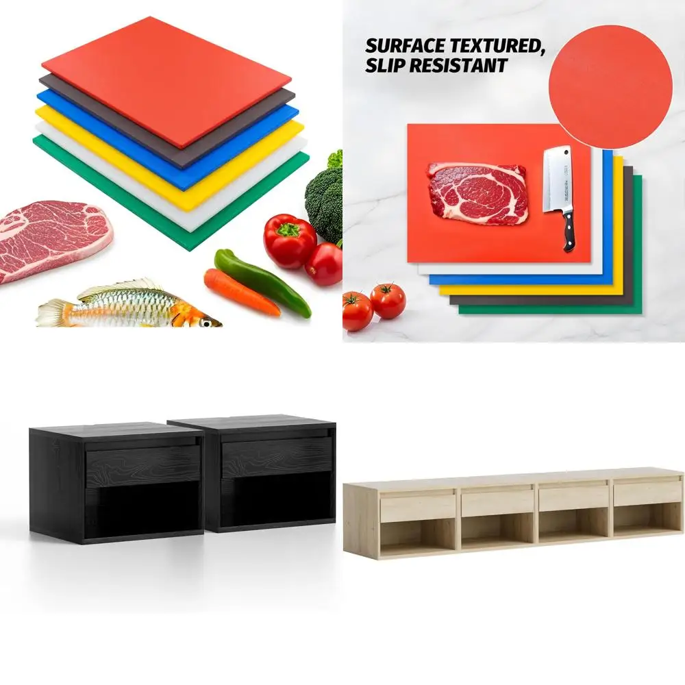 

Kitchen Cutting Board Set - Commercial Grade Plastic Chopping Boards, 18x12x1/2 Inch, Multi-Color, Pack of 6, Heavy Duty for Res