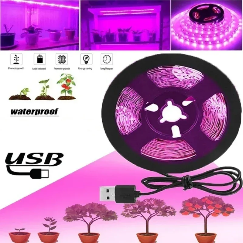 Bande lumineuse LED pour plantes horticoles, lampe d'intérieur, lampe UV, USB, 5V, bande de croissance, éclairage hydroponique, pièces Phyto Lauren