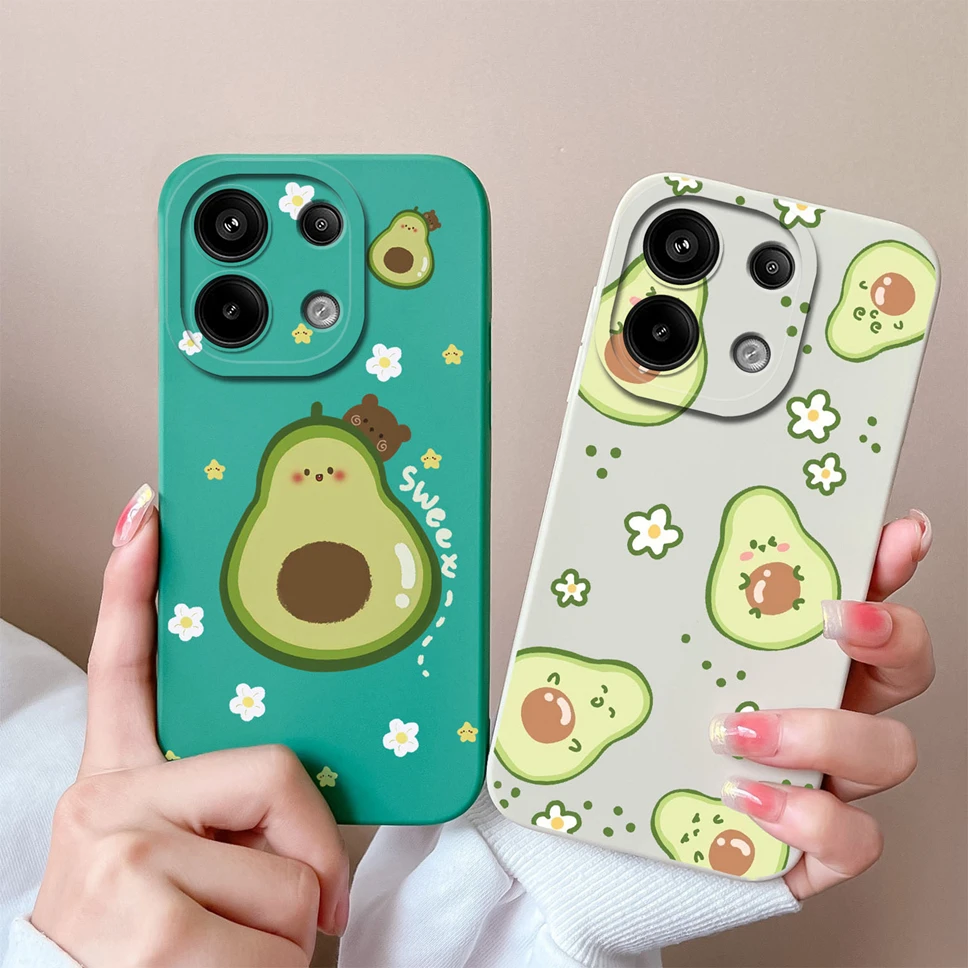 Phone Case For Xiaomi Poco M6 Pro 4G 5G Liquid Silicone Fashion Lovely Avocado Protective Cover For XiaomiPoco M6Pro Coque Funda