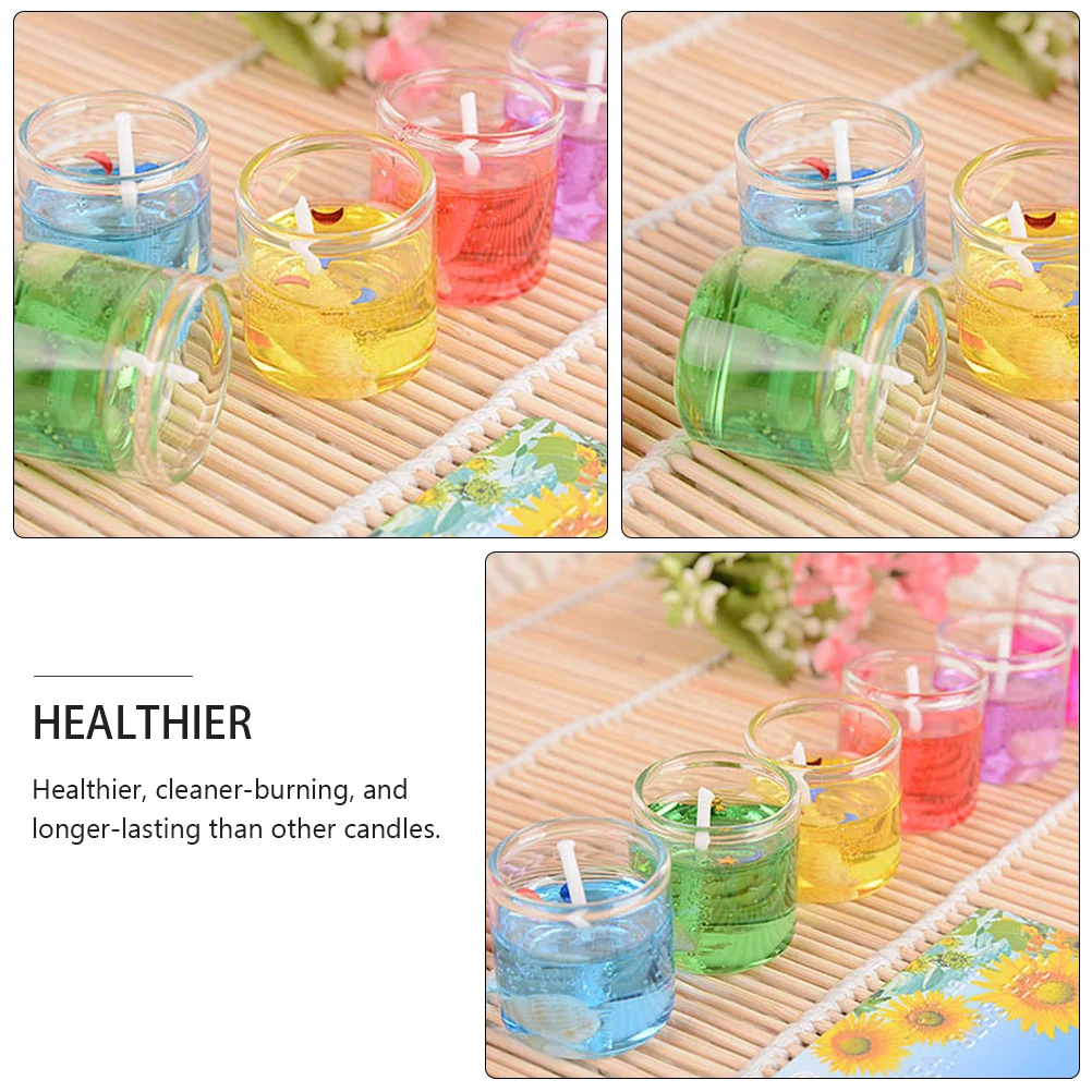 6 Pcs Dinner Table Decor Aromatic Tea Candles Jelly Lights Valentine's Day Scented Housewarming Gift Plastic