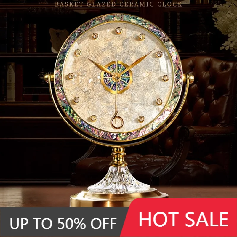 High-end Alloy Decoration Desk Clock Living Room Luxury Clock Mute Watch Nightstand Alarm Clock Restaurant Desktop Gadgets Table