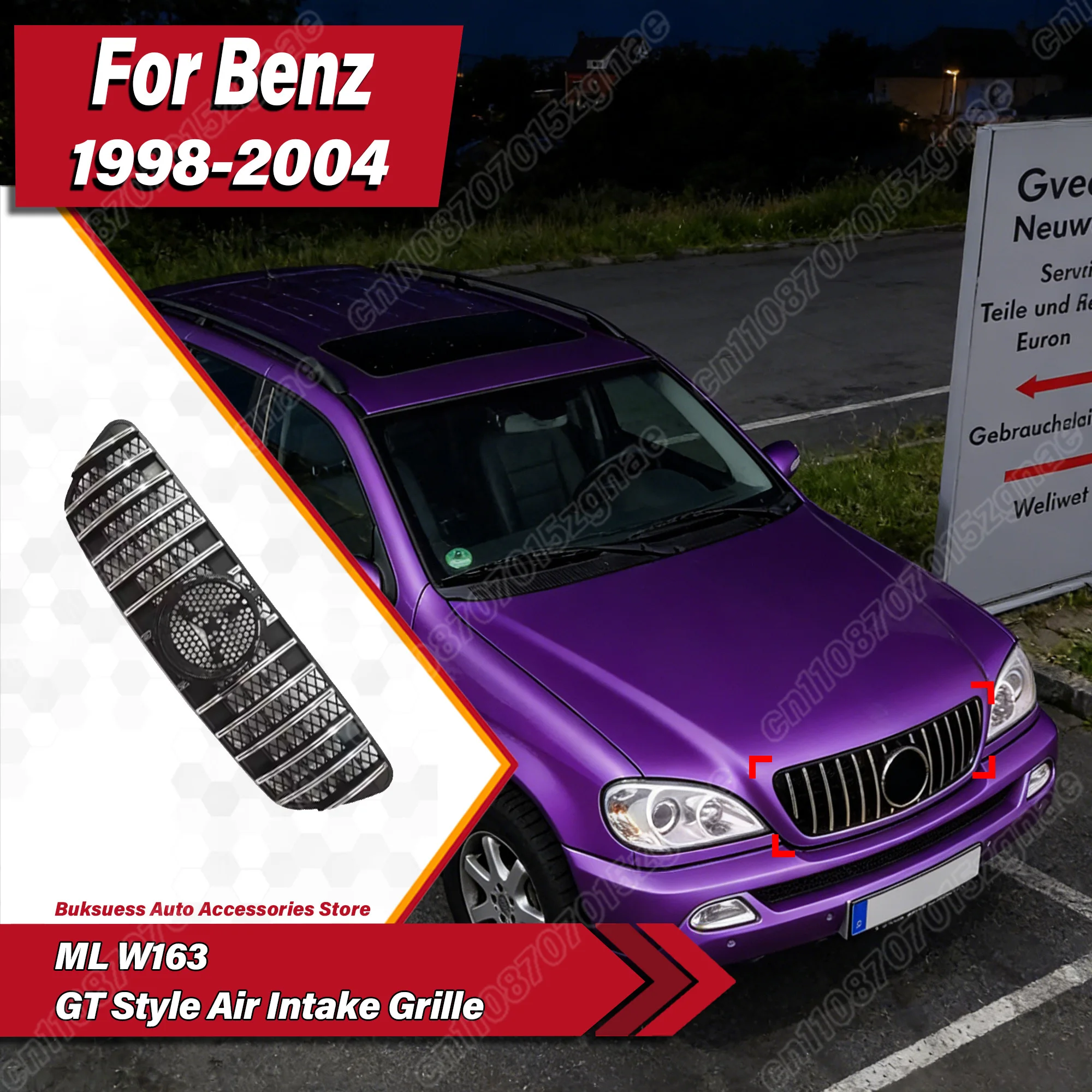 

For Mercedes Benz ML Class W163 1998 1999 2001 2002 2003 2004 Car Front Bumper Air Inlet Grille SUV Heat Sink Cover Body Kit