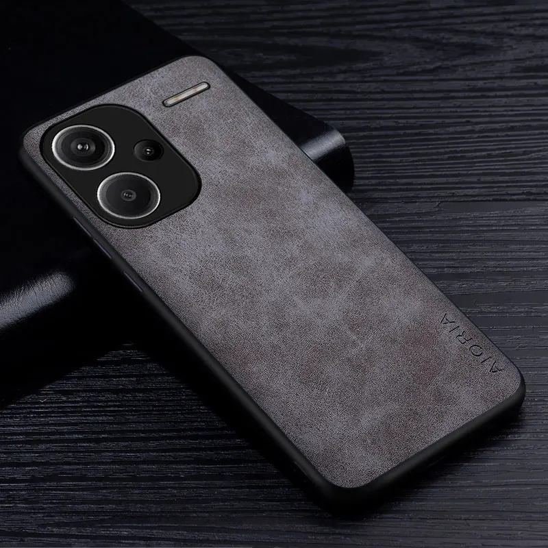 Premium PU Leather Phone Case for Redmi Note 13 Pro Plus 5G Scratch-Resistant Solid Color Cover for redmi note 13 pro Funda