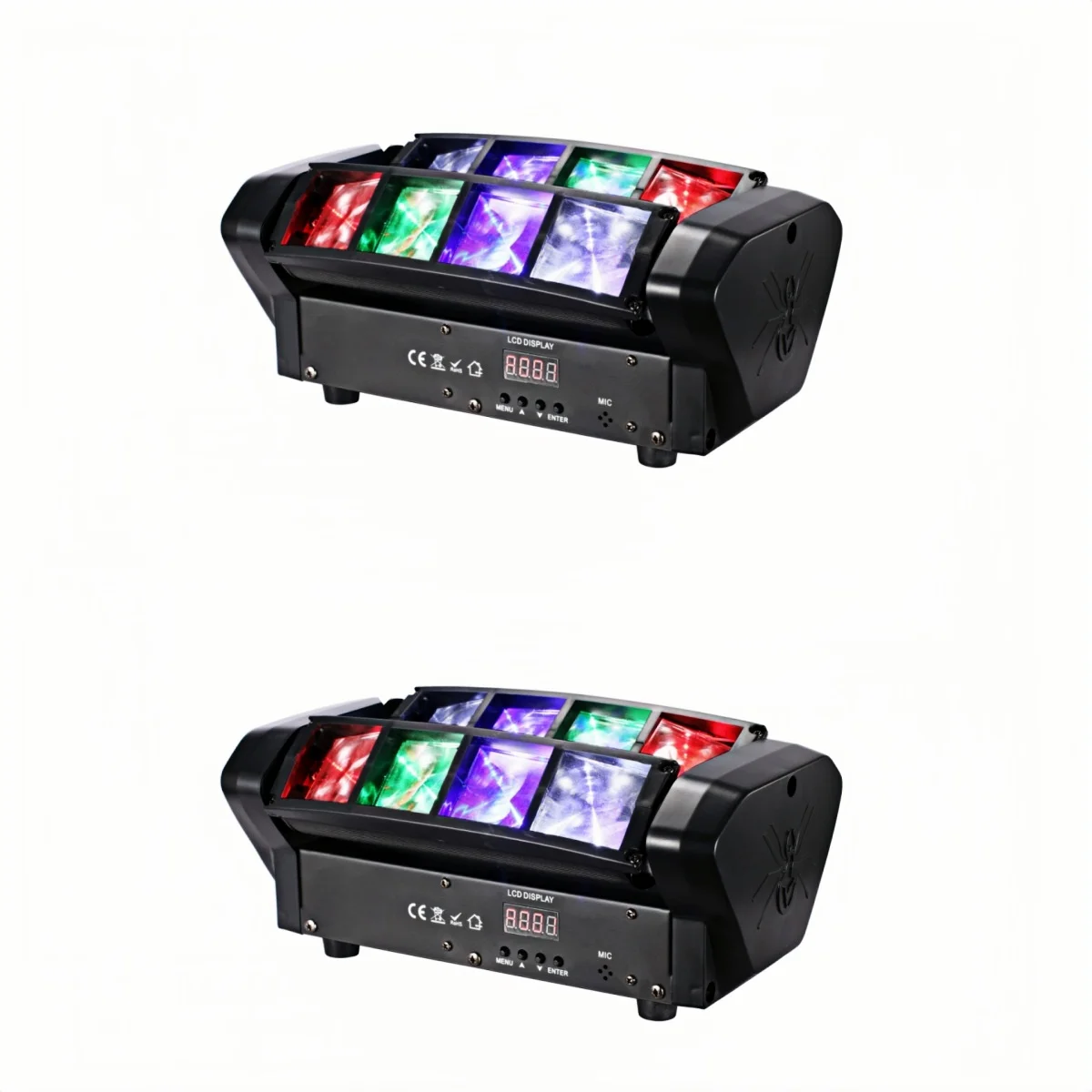 2er-Set Mini LED Spider 8x6W RGBW Beam – Hochwertige DJ Moving Head Wash Bar Bühnenbeleuchtung