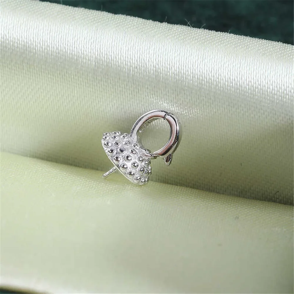 S925 Sterling Silver Pearl Pendant Setting, DIY Empty Bezel Cup Jewelry Supplies for Craft Making, Hollow Prong Pendant Findings