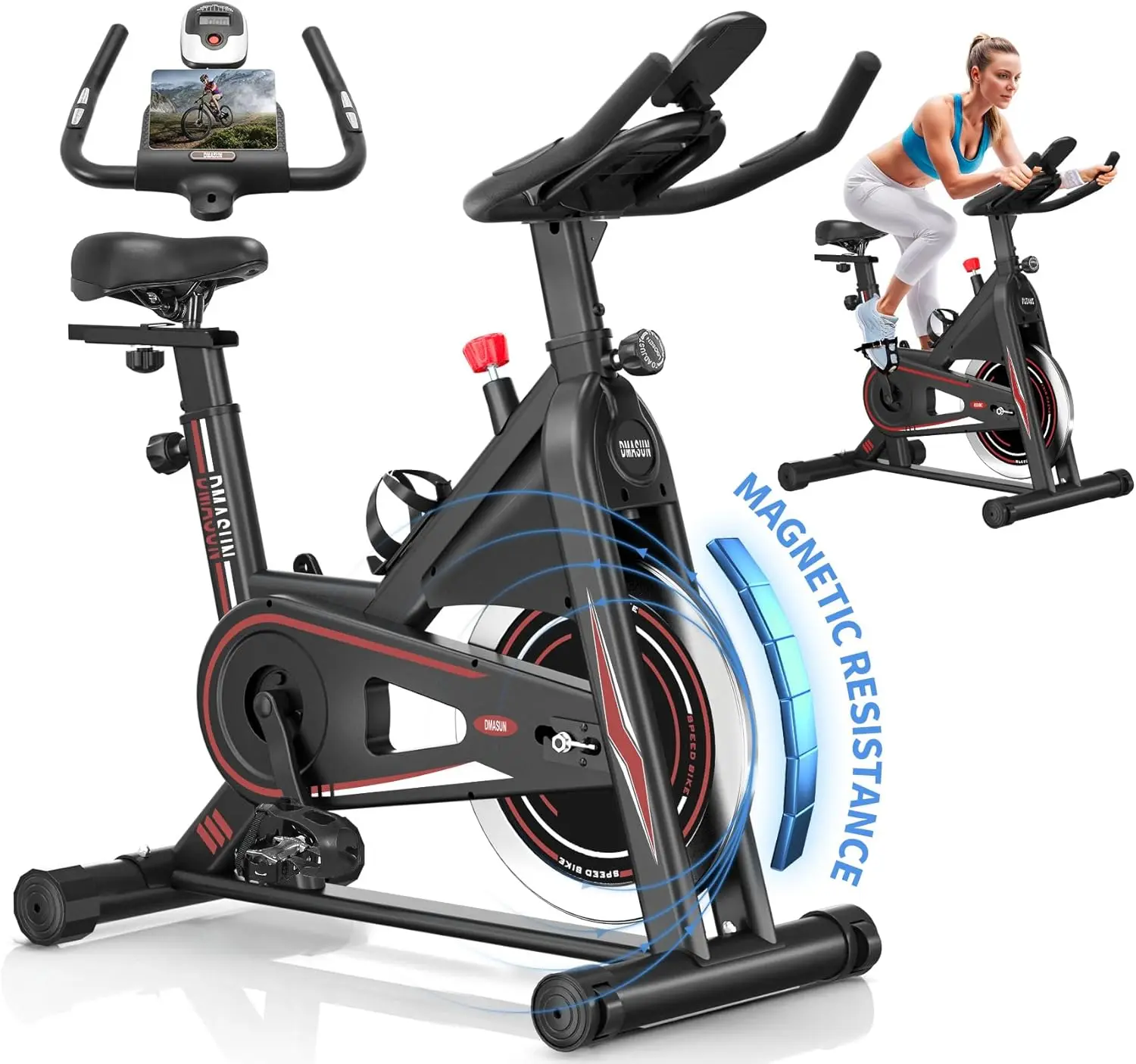 

Exercise Bike, DMASUN Silent Magnetic Resistance Stationary Bike for Home with 330 LB Capacity, Workout Bike with Comfortable