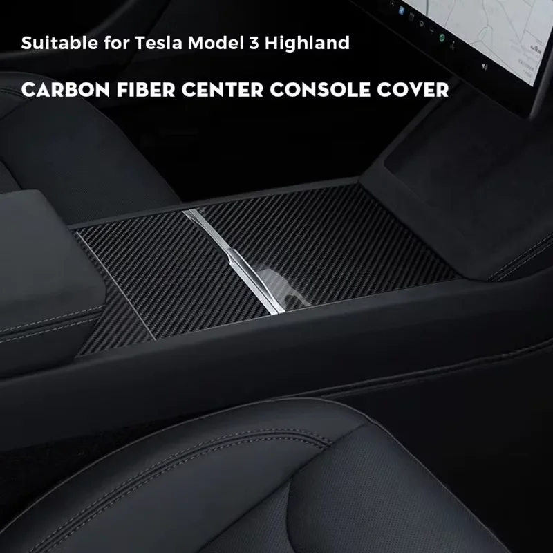Voor Tesla Model Y Juniper 2025 Middenconsole Echte Koolstofvezel Hoogglanzend/Matte Paneel Beschermende Model 3 Koolstofvezel Patch