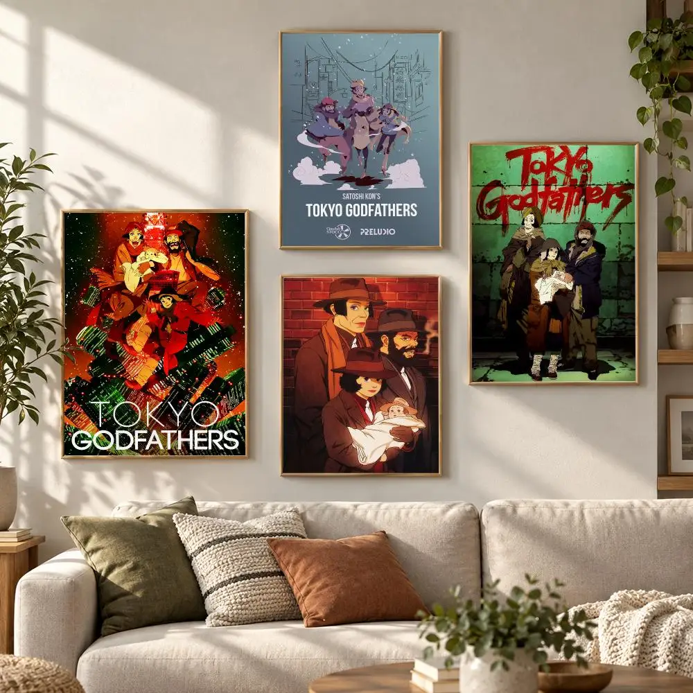 Tokyo Godfathers Anime Movie Heartwarming Winter Story Poster Contemporary Wall Art Print for Bedroom & Living Room, Unframed