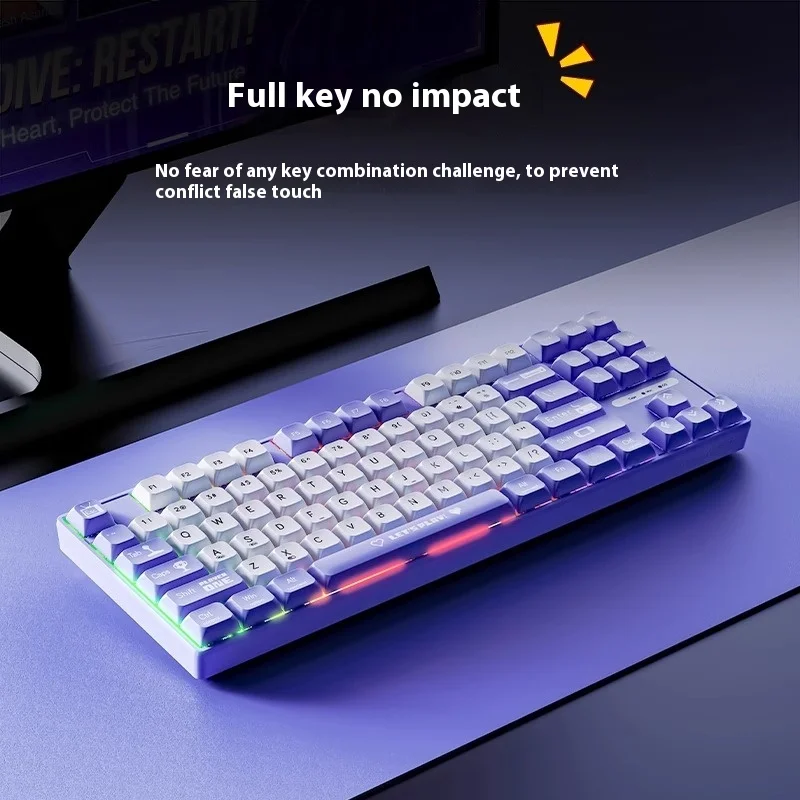 Ajazz Ak870mc Wired Mechanical Gaming Keyboard 87 Keys Hot-Swappable Mixed Color Lighting for PC/Mac