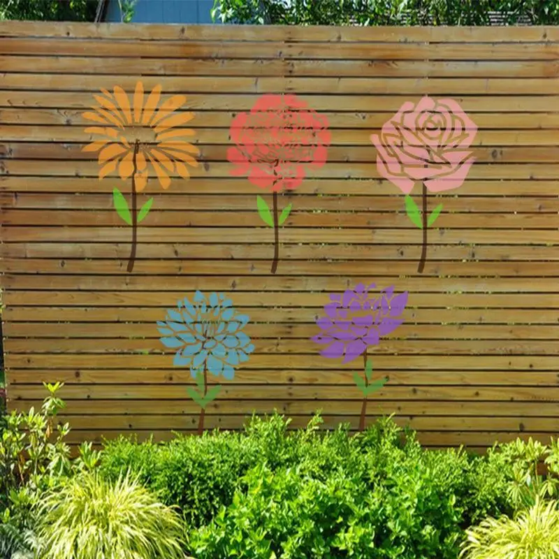 大型ステンシル-再利用可能な大型ステンシル-絵画用-再利用可能な装飾花テンプレート-壁用-木製アート-クラフト-屋外用