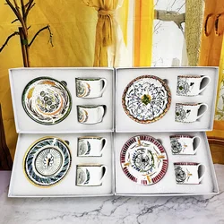 New  Light Luxury Bone China Western Plate Set Afternoon Tea High-quality Coffee Cup Plate Gift Mug Set Retro Design With Box