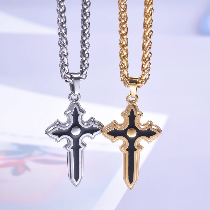 Never Fade Crosses Necklace Stainless Steel Charm Necklaces For Women/Men Accessories Vintage Jewelry Couple Gift Collar Hombre