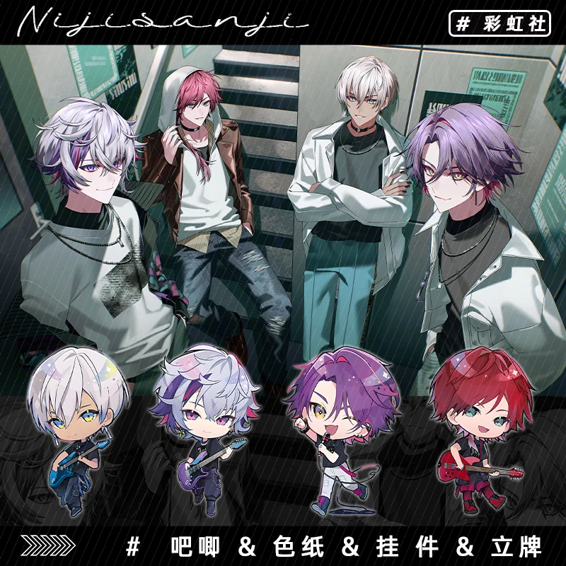 أنيمي NIJISANJI Watarai Hibari Fuwa Minato تأثيري الاكريليك حامل نموذج الكرتون قلادة ورق ملون الاكريليك الطوب