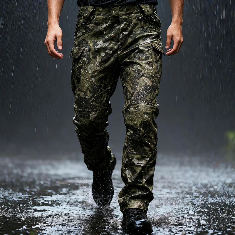 

6XL Men's Tactical Pants Fleece Lined Camouflage Outdoor Windproof Waterproof Riding Autumn Winter Style Casual Trousers