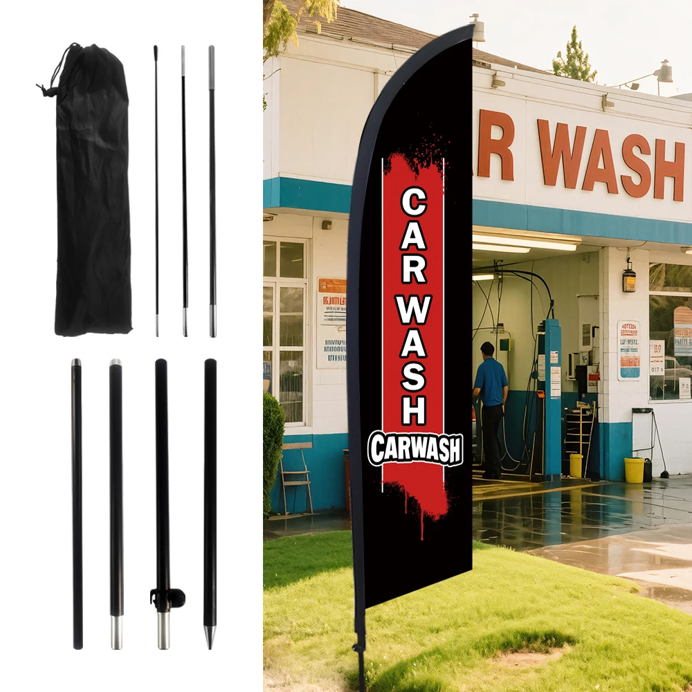 

Car Wash Design A Poster Feather Flag With Flagpole Outdoor Banner Decoration Advertising Sign For Shop And Studio