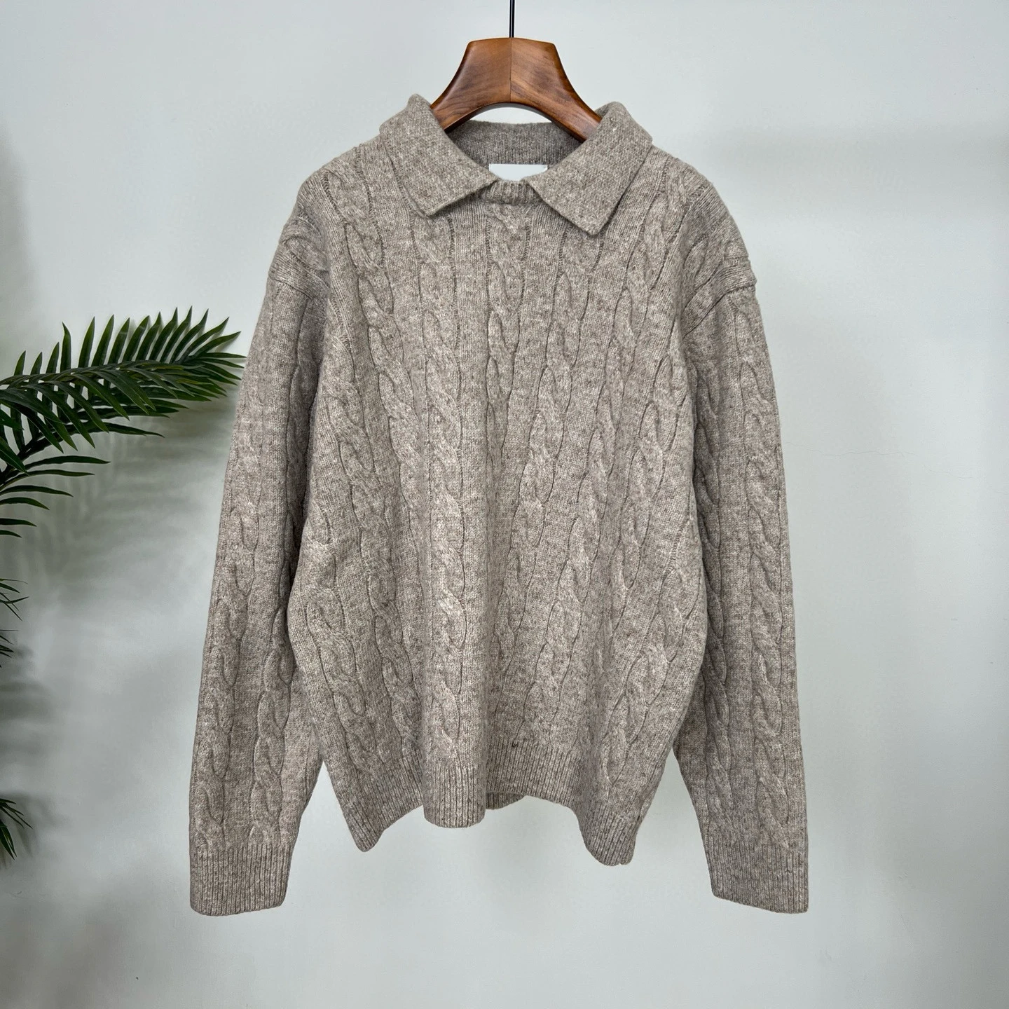 

BC Italian lapel twist knitted polo shirt