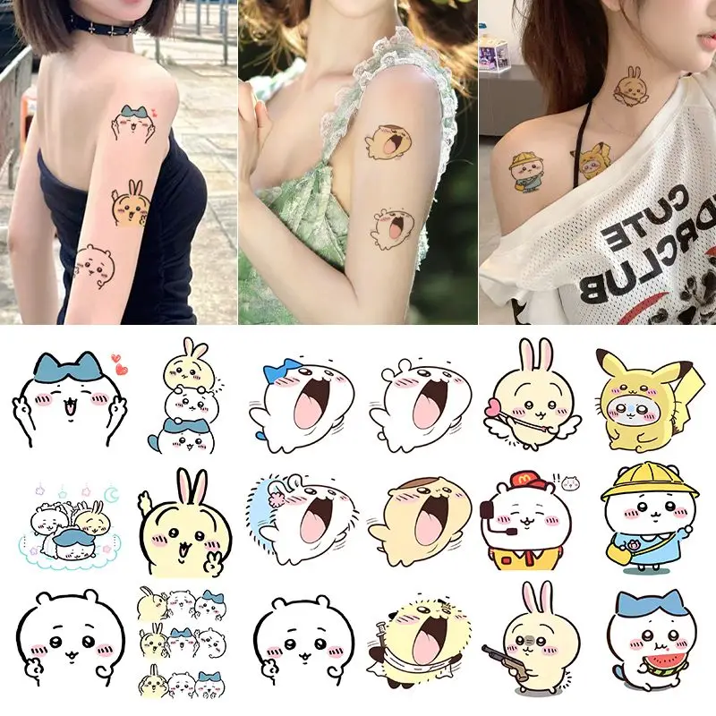 Chiikawa,Hachiware,Usagi - Cute Cartoon Ins-Style Colorful Temporary Tattoos Waterproof Long-Lasting Realistic