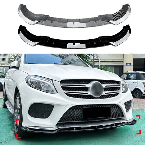 Becquet de pare-chocs avant en fibre de carbone, séparateur inférieur noir brillant, adapté pour Mercedes Benz W166, classe GLE, coupé C292, 2015-2018 Jas
