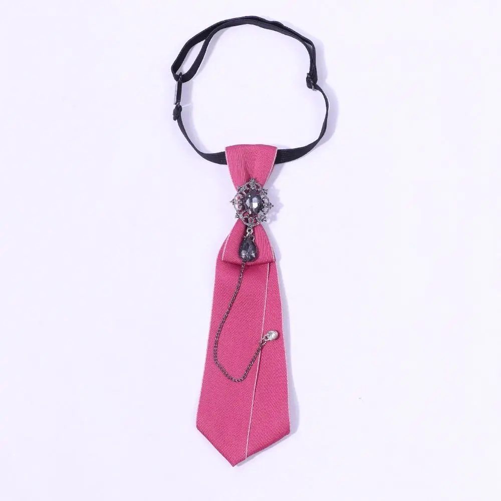 Retro Crystal Bow Tie Choker Long Alloy Rhinestone Necktie Collares Necklace Metal Chain Brooch Women