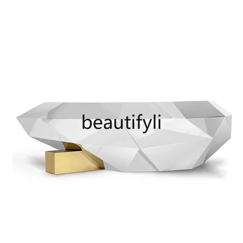 โต๊ะกาแฟสแตนเลสรูปสี่เหลี่ยมขนมเปียกปูนหรูหราจากอิตาลีโต๊ะกาแฟรูปทรงพิเศษ